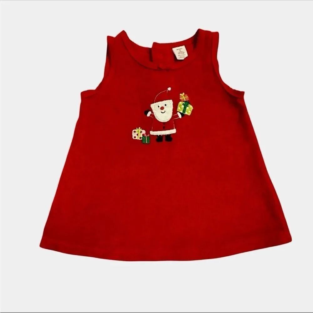 Vintage Carter’s Baby Girl Red Velour Christmas Santa Dress Size 6 Months